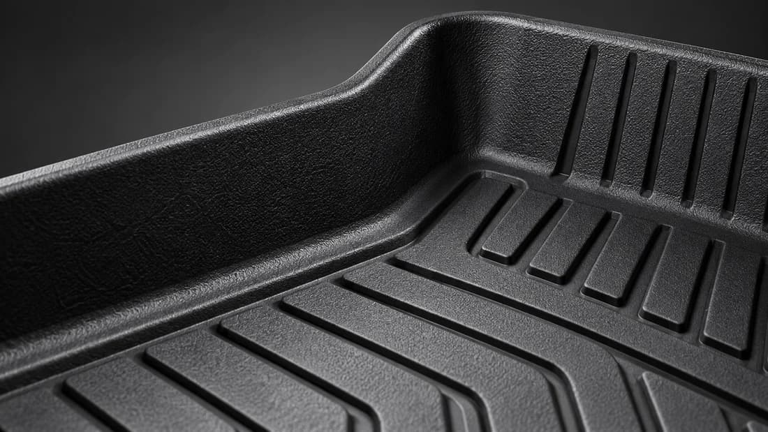 Illustrative close-up of a raised mat edge