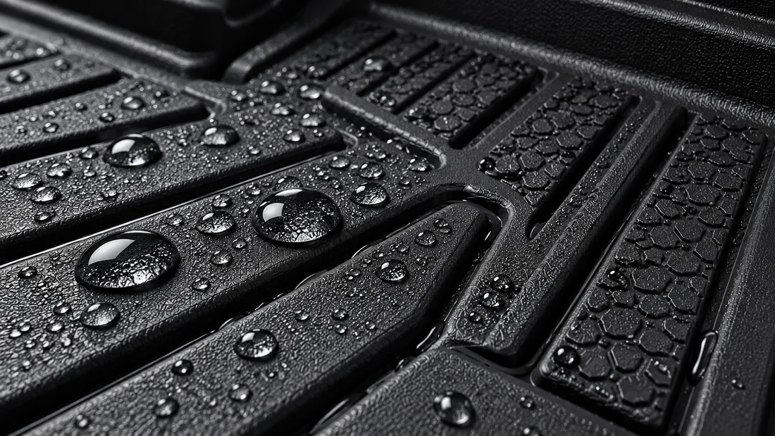 Illustrative easy to clean detail on a TPE mat